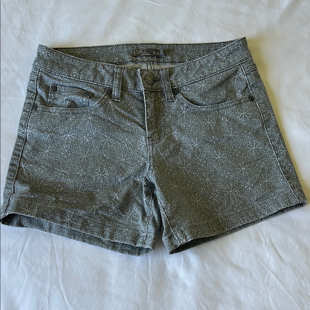 Prana Gray Patterned Jean Shorts